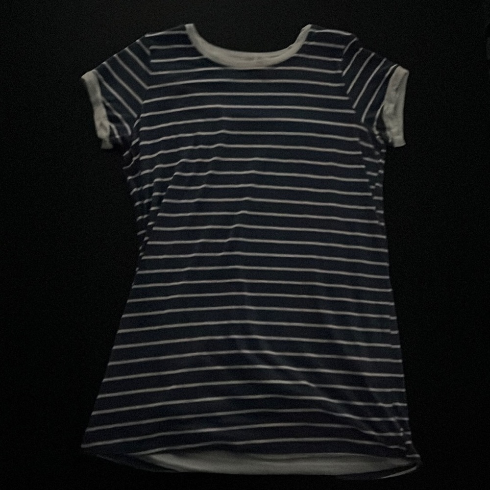 Pink Lily T-Shirt Dress, Size Medium, Colors Blue and White